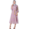  Cotton Borka Muslim Dress Open Islamic Clothing Dubai Print Women Maxi Vêtements Modest Embroidery Kimono Abaya
