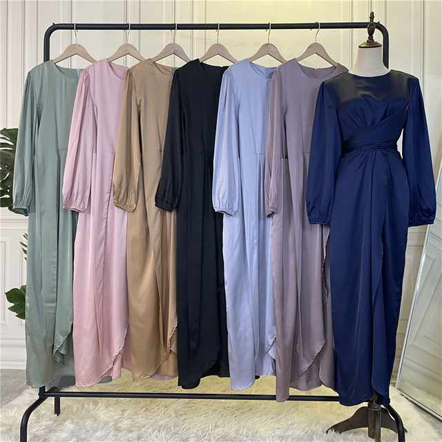 2022 AliExpress fashion women's European and American fake two-piece bandage and more wear French Middle East Dubai robe dress