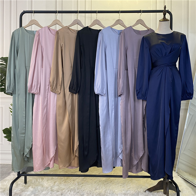 2022 AliExpress fashion women's European and American fake two-piece bandage and more wear French Middle East Dubai robe dress