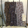 2022 New Muslim Fashion Printed Casual Long Skirt with Big Swing Lace-up Dubai Turkish Dress