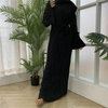 2022 European And American Fashion Muslim Women's Crepe Loose Flared Sleeve Round Neck Dress Long Skirt
