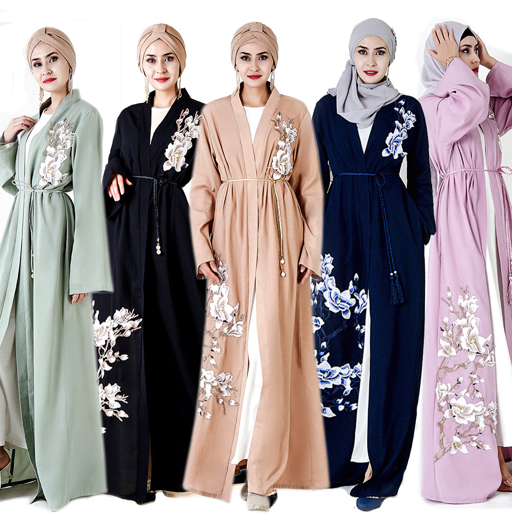 Embroidery Kimono Cardigan Robe Dubai Maxi Dresses Islamic Women's Modest Lady Open Abaya