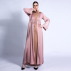 Ramadan New Style Cardigan with Hot Sleeves And Retro Waist Drawstring Muslim Robe for Cross-border