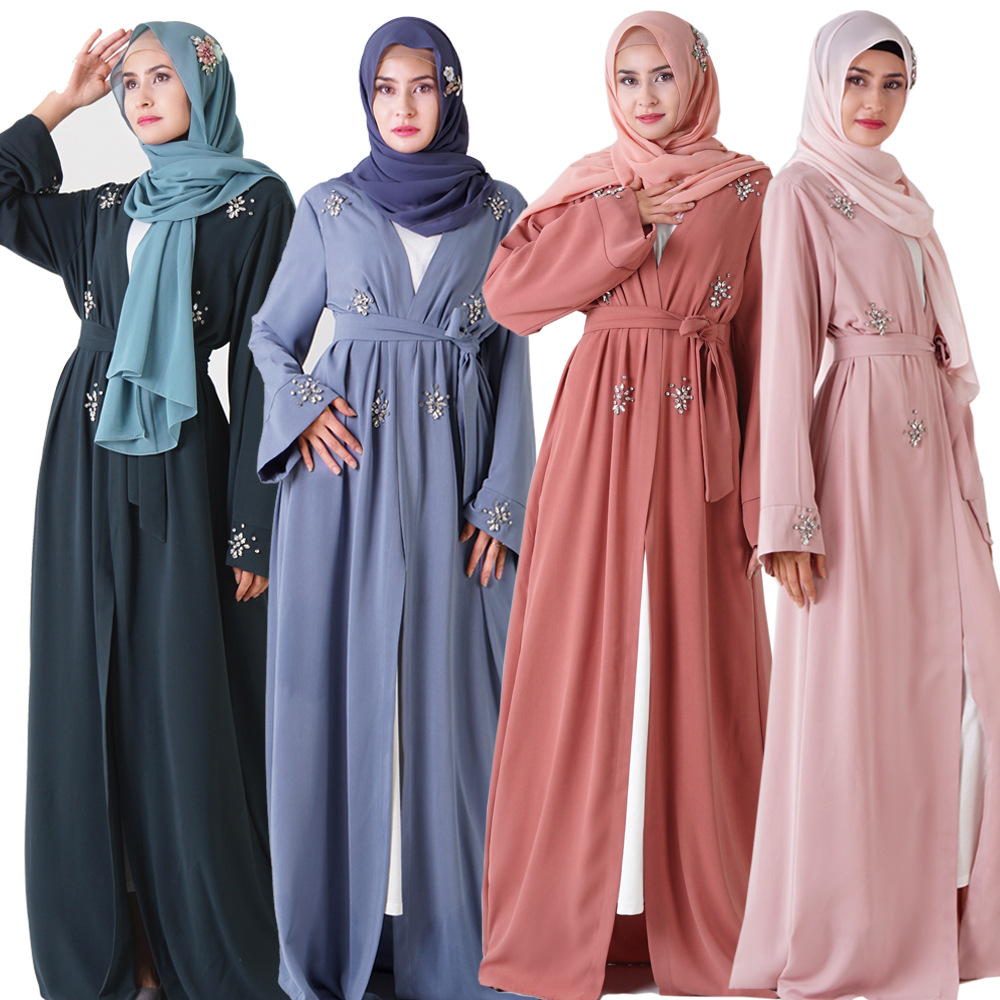 Open Cardigan Robe Modest Muslimah Lady Skirt Dubai Maxi Dresses Islamic Women's Abaya