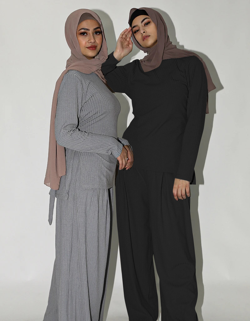 Loose Modest Fashion Thick Casual Two-Piece Middle East Muslim Lady Blouse Set