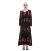 Foreign Trade Supply Amazon Muslim Malay Fashion Big Rose Print Robe Dubai Dress