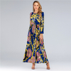 New Fashion Plus Size Dress European And American Slim Long Sleeve Big Swing Beach Dress