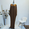 Cross-border Exclusively for Plus Size Women's Fashion And Comfortable Bat Long Sleeve Pure Color Casual Long Skirt