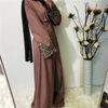 2022 Ebay Hot Sale Middle Eastern Muslim Long-sleeved Embroidered Beaded Robe Women Arab Long Cardigan
