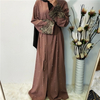 2022 Ebay Hot Sale Middle Eastern Muslim Long-sleeved Embroidered Beaded Robe Women Arab Long Cardigan