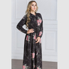 New European and American plus size autumn and winter chiffon long-sleeved printed waist and large swing floor mopping dress