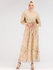 Ins Hot Sale Net Celebrity European And American Women's Fashion Mesh Flower Embroidery Dress Muslim Dress
