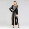 Middle Eastern Fashion Embroidered Muslim Dress Round Neck Long Sleeve Stitching and Big Swing Abaya