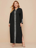 Middle Eastern Fashion Embroidered Abaya Muslim Dress Round Neck Long Sleeve Stitching And Big Swing
