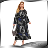 New Fashion Robe Paris Beads Ethnic Muslim Printed Long-sleeved Stitching Plus Size Women's Dress