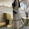 Middle Eastern Muslim Fashion Cardigan Slim Embroidered Lace Robe