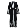 European And American Muslim Women's Fashion Mesh Stitching Embroidery Loose Lace Cardigan Robe