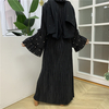 Foreign Trade Plus Size Women's Fashion Pleated Long-sleeved Beaded Muslim Dress Dress