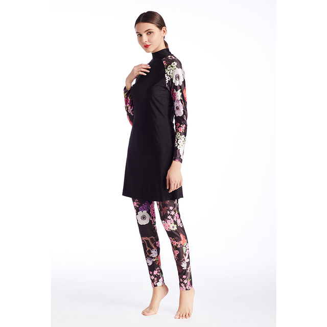 Hot-selling Printed Swimsuit European And American Conservative Swimwear Sportswear Three-piece Suit with Hood EBay AliExpress