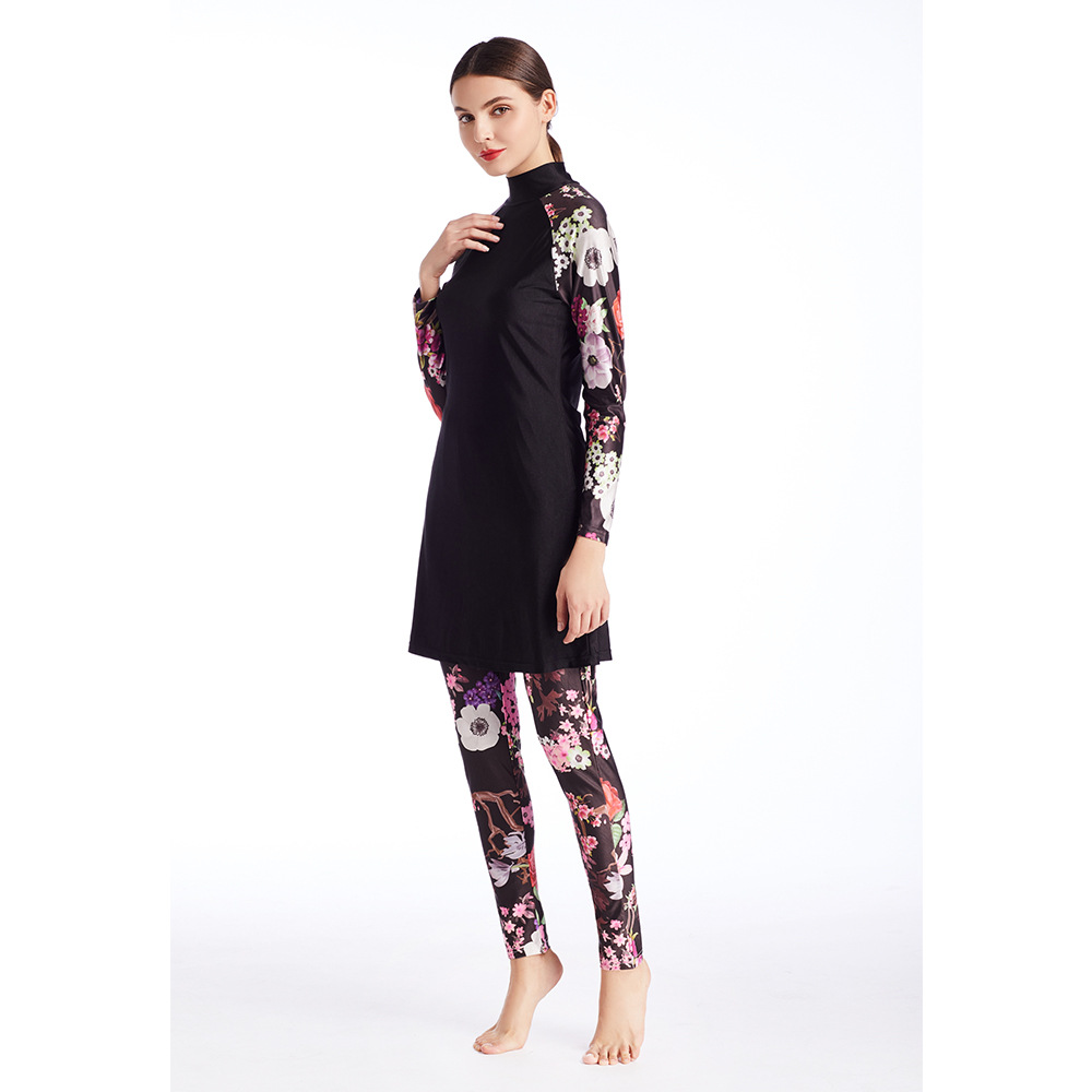 Hot-selling Printed Swimsuit European And American Conservative Swimwear Sportswear Three-piece Suit with Hood EBay AliExpress