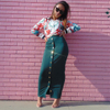 2022 Aliexpress Pleated Velvet Muslim Lady New Design Color Fashion Sheath Dress Skirt