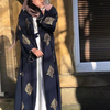 Cross-border Hot Style Women's Gold Thread Positioning Heavy Industry Embroidery Cardigan Dubai Robe