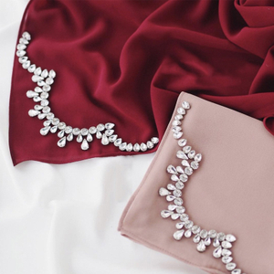 INS Chiffon Rhinestone Long Scarf Ladies Pure Color Crown Scarf in Stock T506