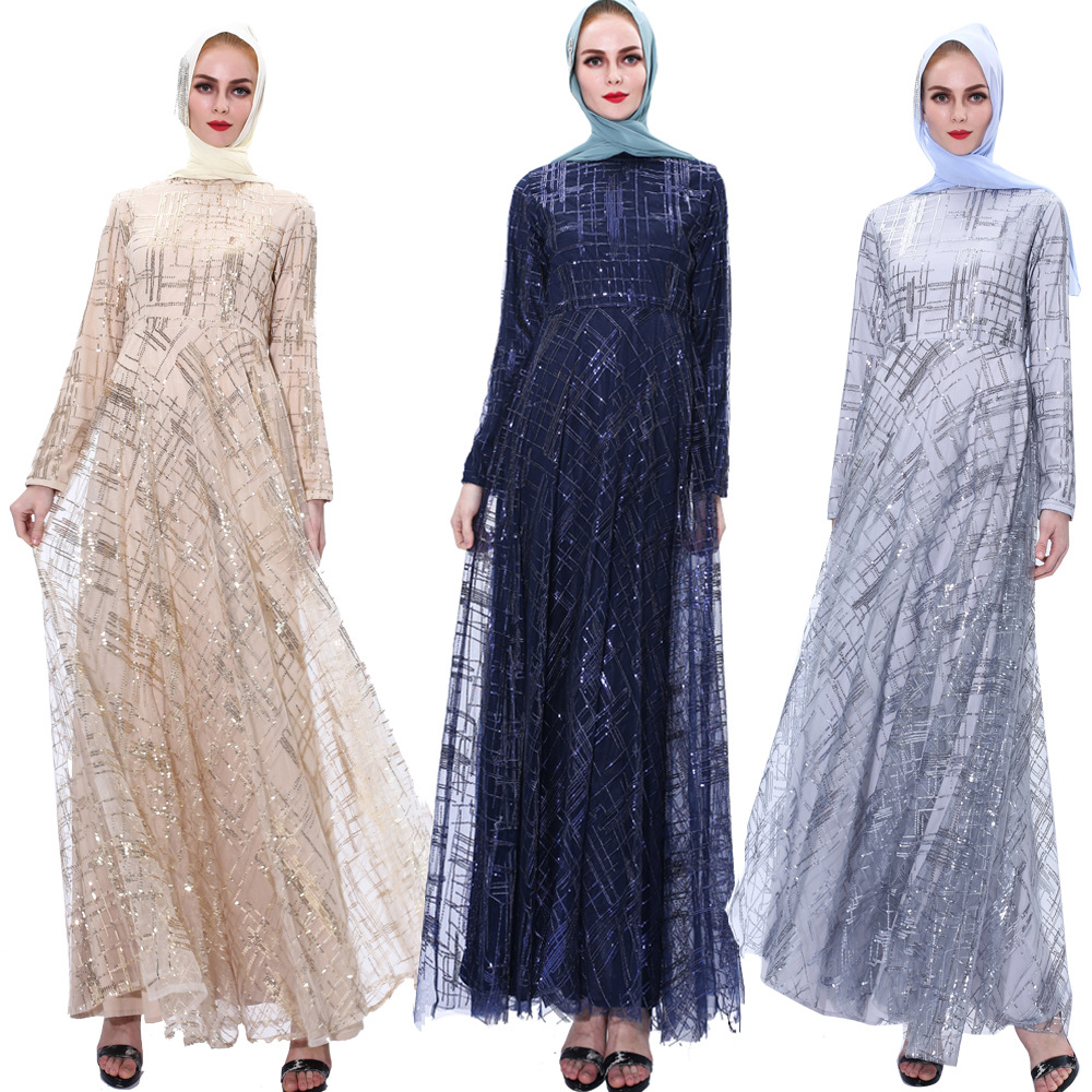 New Sequined Fairy Skirts, Long Skirts, Fashionable Muslim Women's Dresses in Stock, Cross-border