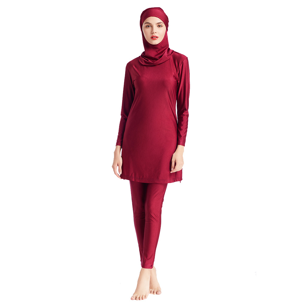 Muslim Three-piece Swimsuit Conservative Swimsuit Headscarf Cloak Beach Casual Clothing Printed Plus Size Swimsuit