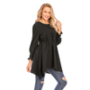 New Style Simple Malaysian Turkish Elastic Band Waist Women's Solid Color Plus Size Blouse
