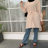 New Style Simple Malaysian Turkish Elastic Color Plus Size Blouse Band Waist Women's Solid