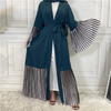 Ebay Hot Sale Middle East Muslim Long-sleeved Stitching Pleated Big Swing Robe Female Arab Long Cardigan