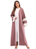 European And American Muslim Robe Hot Sale Stitching Striped Long Skirt Women with Turban Middle Eastern Arab Cardigan