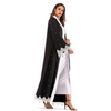 European And American Muslim Stitching Long-sleeved Tie-band Loose Beaded Cardigan Robe Women
