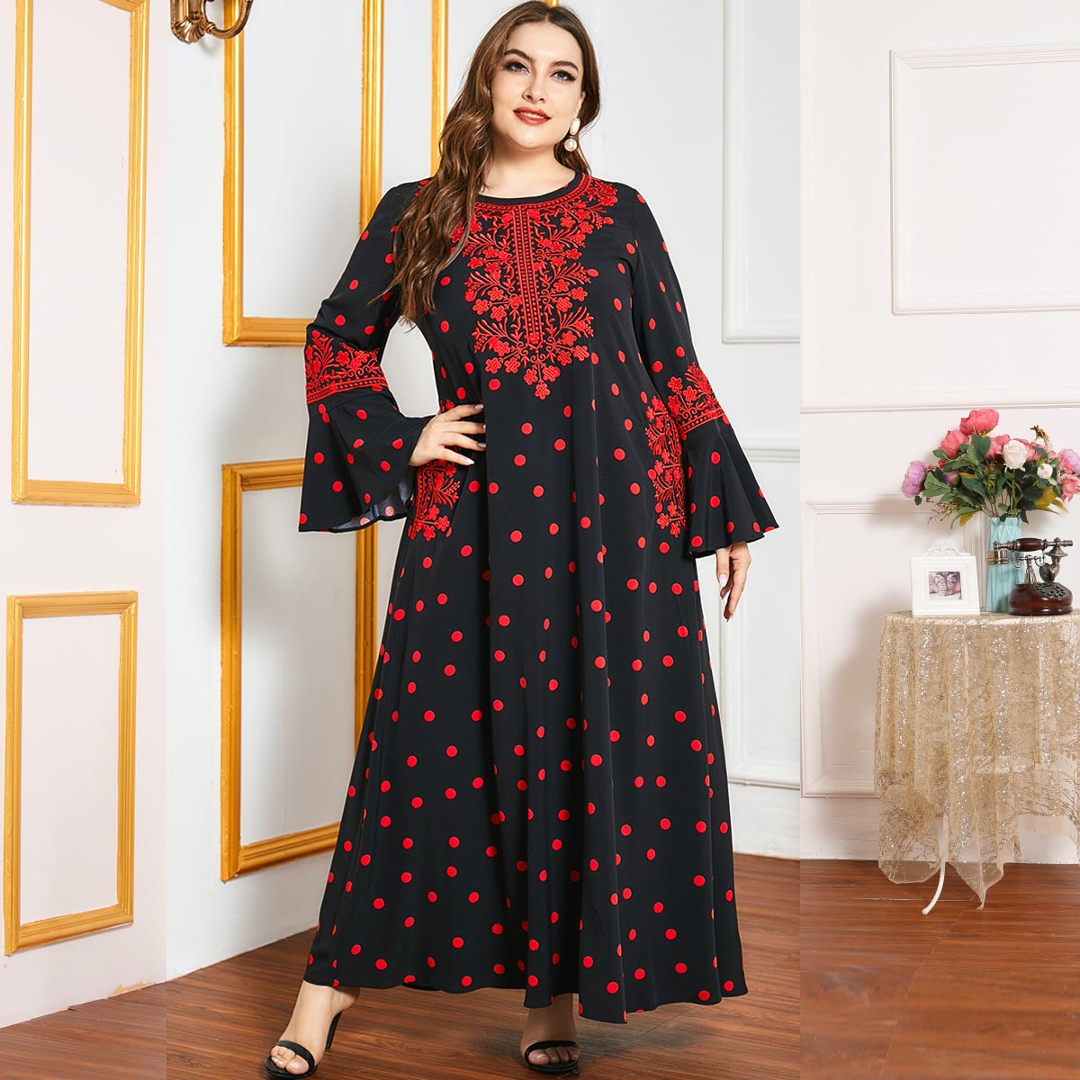  Embroidery Borka Prayer Clothes Vetement Femme Islamic Clothing Vêtements Turkish Dubai Robe Femme Musulman Women Kebaya Maleisie Modest Maxi Dress Open Abaya