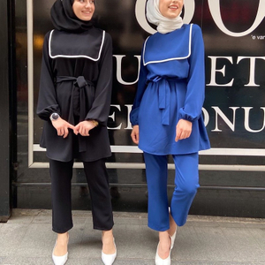  Suit Modest Burka Printing Kurti Top Women 2pieces Islamic Clothing 2022 Maxi Two Piece Prayer Thobe Pants Dubai Muslim Blouse Set