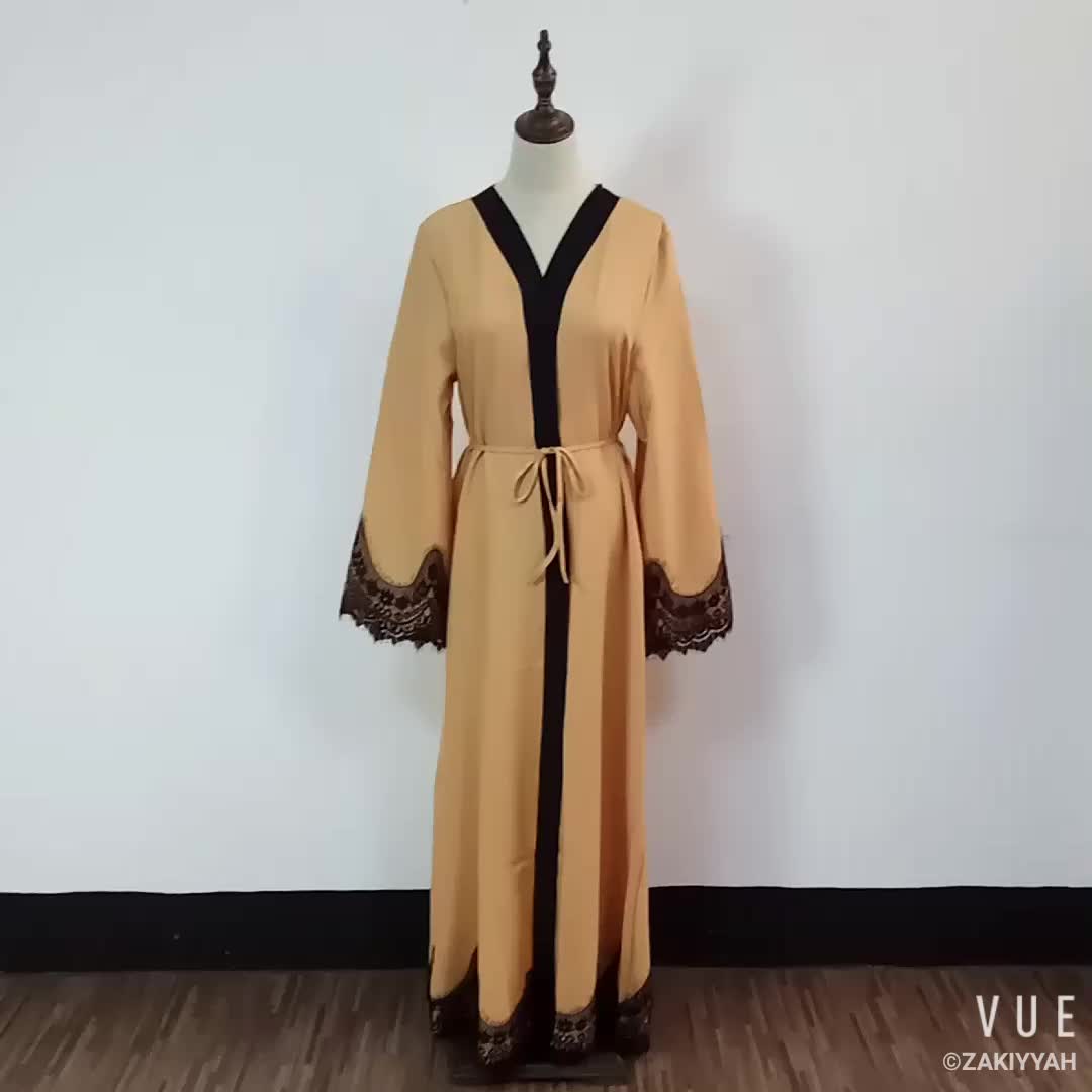 2022 Muslim New Style Muslim Retro Robe Women's Cardigan Robe Lace Loose Court Style