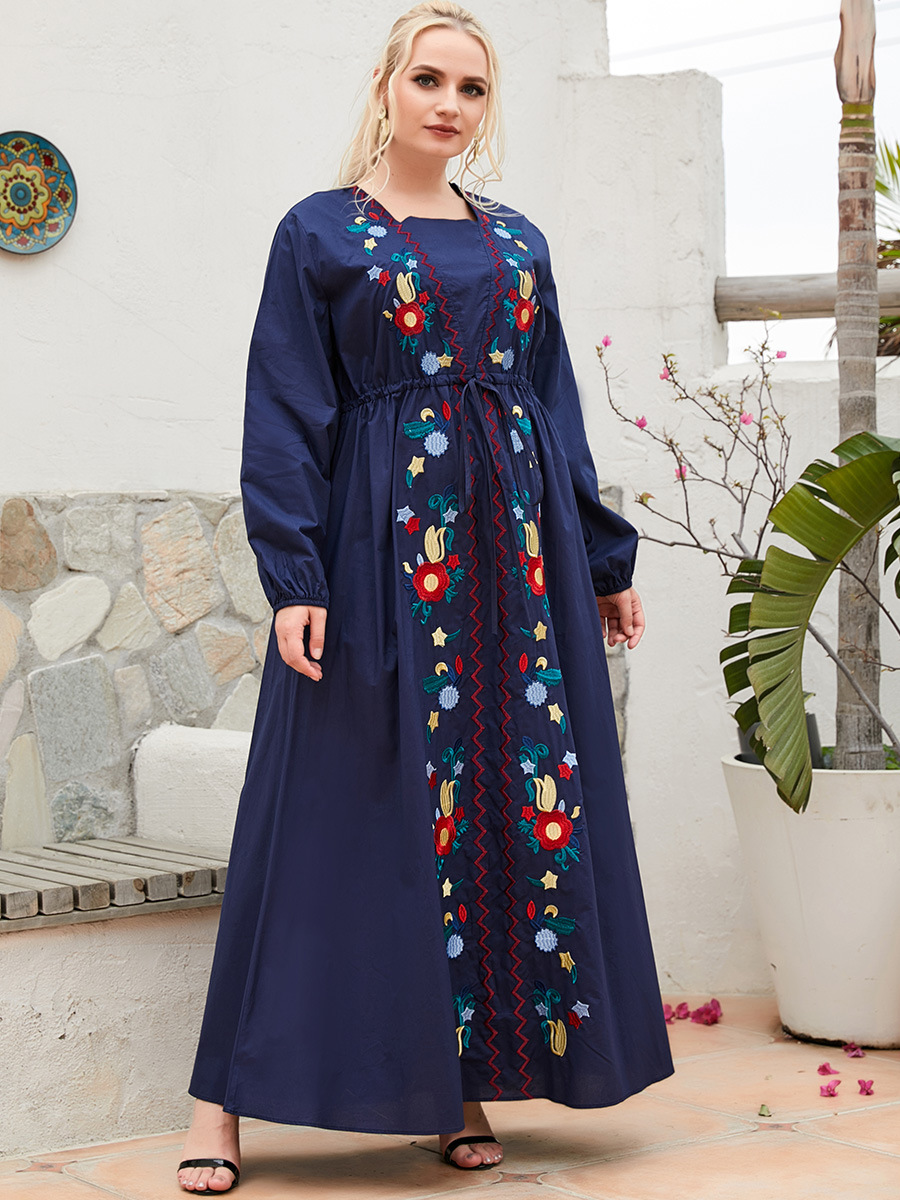  Thobe Arabic 2022 Printing Muslim Cotton Burka Dubai Kaftan Modest Jilbab Fashion Plus Size Modern Islamic Clothing Women Jalabiya Burqa Maxi Dress Abaya