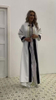 2022 Muslim New Southeast Asian Simple And Elegant Black And White Stitching Long-sleeved Muslim Conservative Jacket Abaya