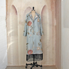 2022 Arab Flower Embroidered Tassel Elegant Muslim Middle Eastern Blue Jacket
