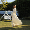 2022 Muslim Fashion Arabian Long-sleeved Pure Color Elegant Loose Muslim Dress With Scarf