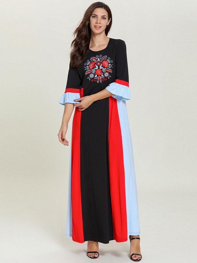  Women Kebaya Maleisie Islamic Clothing Embroidery Dubai Turkish Borka Vêtements Robe Femme Musulman Vetement Femme Prayer Clothes Modest Maxi Dress Abaya