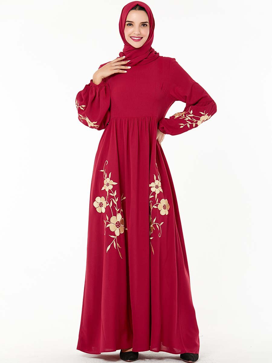  Dubai Prayer Clothes Embroidery Women Turkish Kebaya Maleisie Robe Femme Musulman Vêtements Vetement Femme Islamic Clothing Borka Modest Maxi Dress Abaya