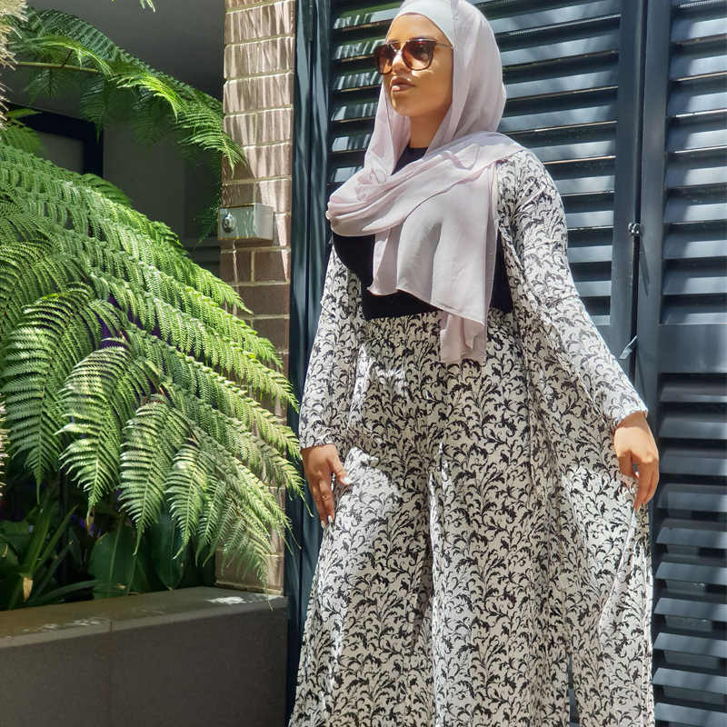 Women 2022 Modern New Design Malaysia Arabic Robe Islamic Salwar Kameez Casual Open Abaya