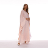 2022 Muslim Bat Sleeve Long Double-sided Pink Chiffon Sequin Elegant Robe