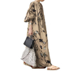 2022 New Style Cotton And Linen Printing V-neck Simple Loose Casual Long Large Size Dress Long Skirt Women's Clothing