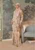 SIPO Eid 2024 Raya Malaysia Muslim Kurung With Embellished Waistline In Floral Chiffon Women Set Modern Baju Kurung with Diamond Stone