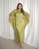 SIPO Abaya Silk Women Elegant Islamic Stain Kaftan