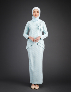 SIPO 2024 Latest Traditional baju kurung V-scallop neckline islamic dress Pencil skirt mini kurung for women 