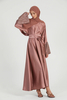 SIPO 2024 Latest Traditional Muslim Luxury Satin Closed Abaya with Embellished Lace Cuffs 